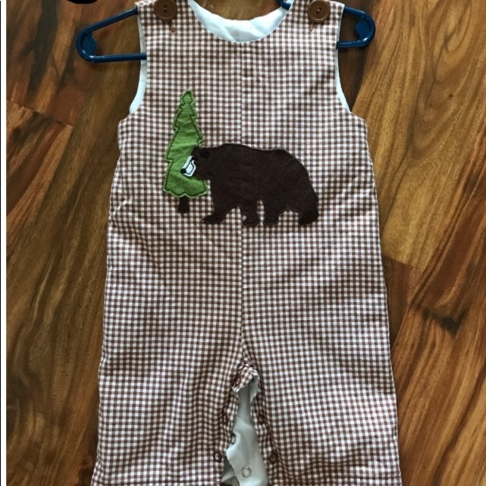 Gingham bear romper