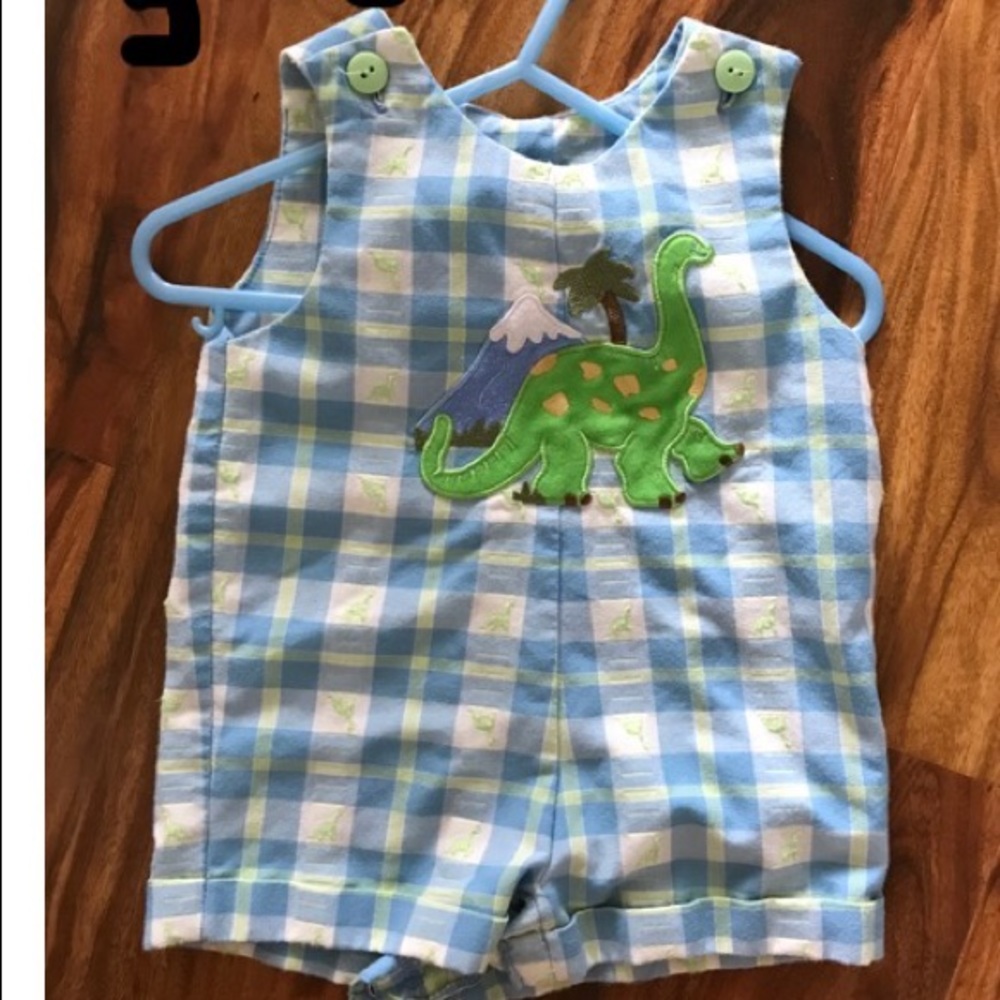 Light blue plaid romper