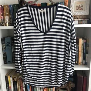 Madewell split hem navy striped tee