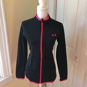 Under Armour Zipup Workout Sweatshirt, Black/Pink