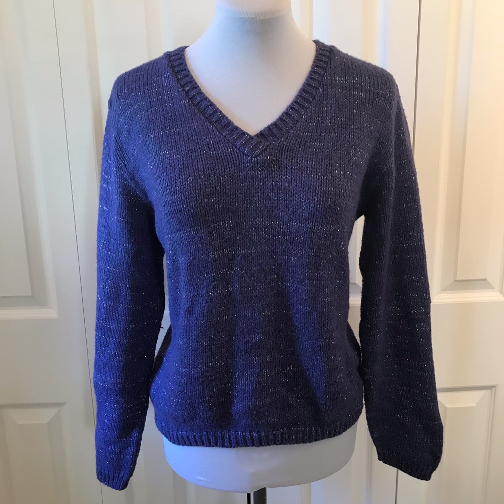 Purple Boyfriend Sweater Metallic Silver Thread Sm