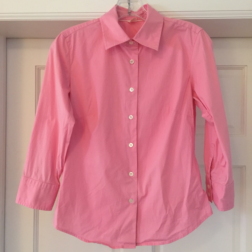 Pink 3/4 sleeve jcrew button down