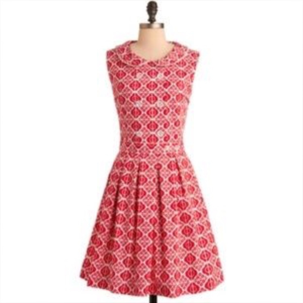 RARE ModCloth Dear Creatures Red-y For Tea Dress