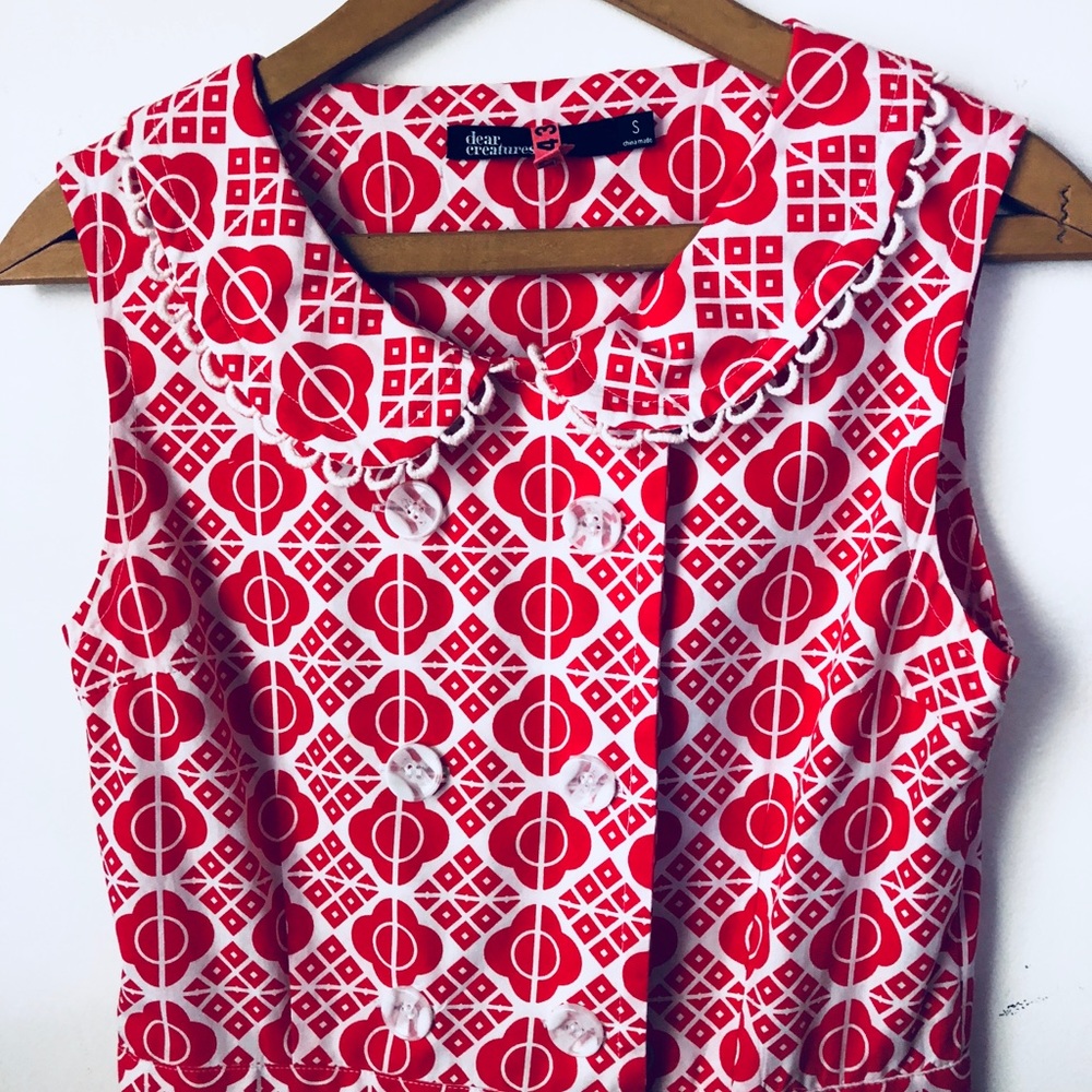 RARE ModCloth Dear Creatures Red-y For Tea Dress - Picture 3 of 7