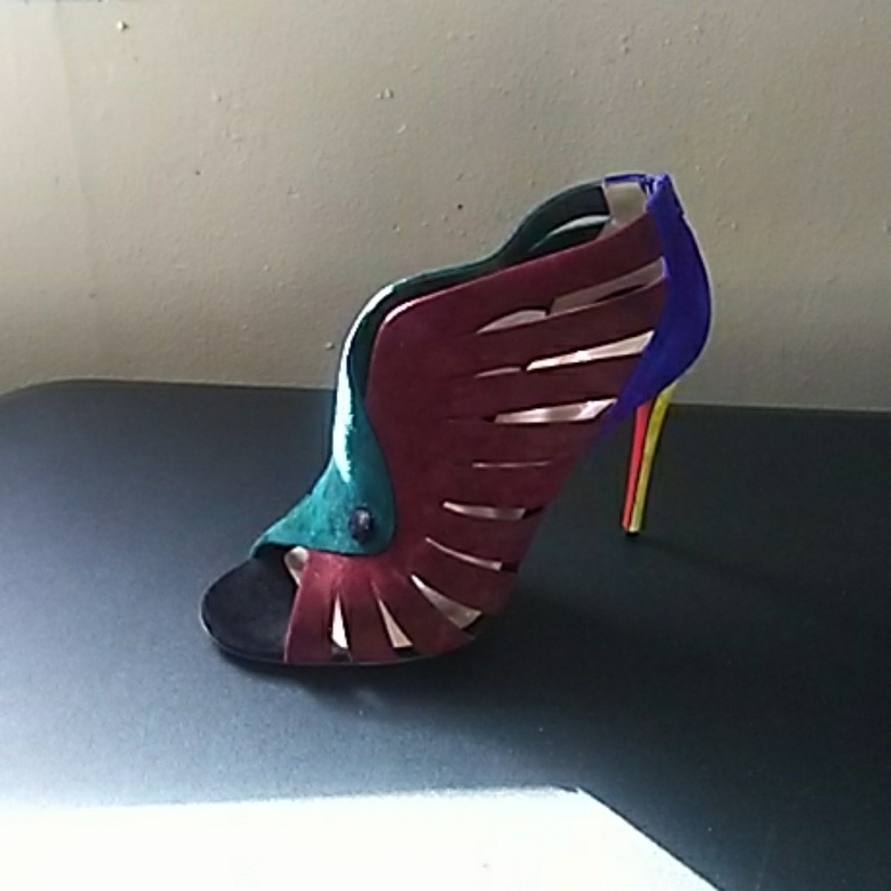Christian louboutin multicolor open toe heels