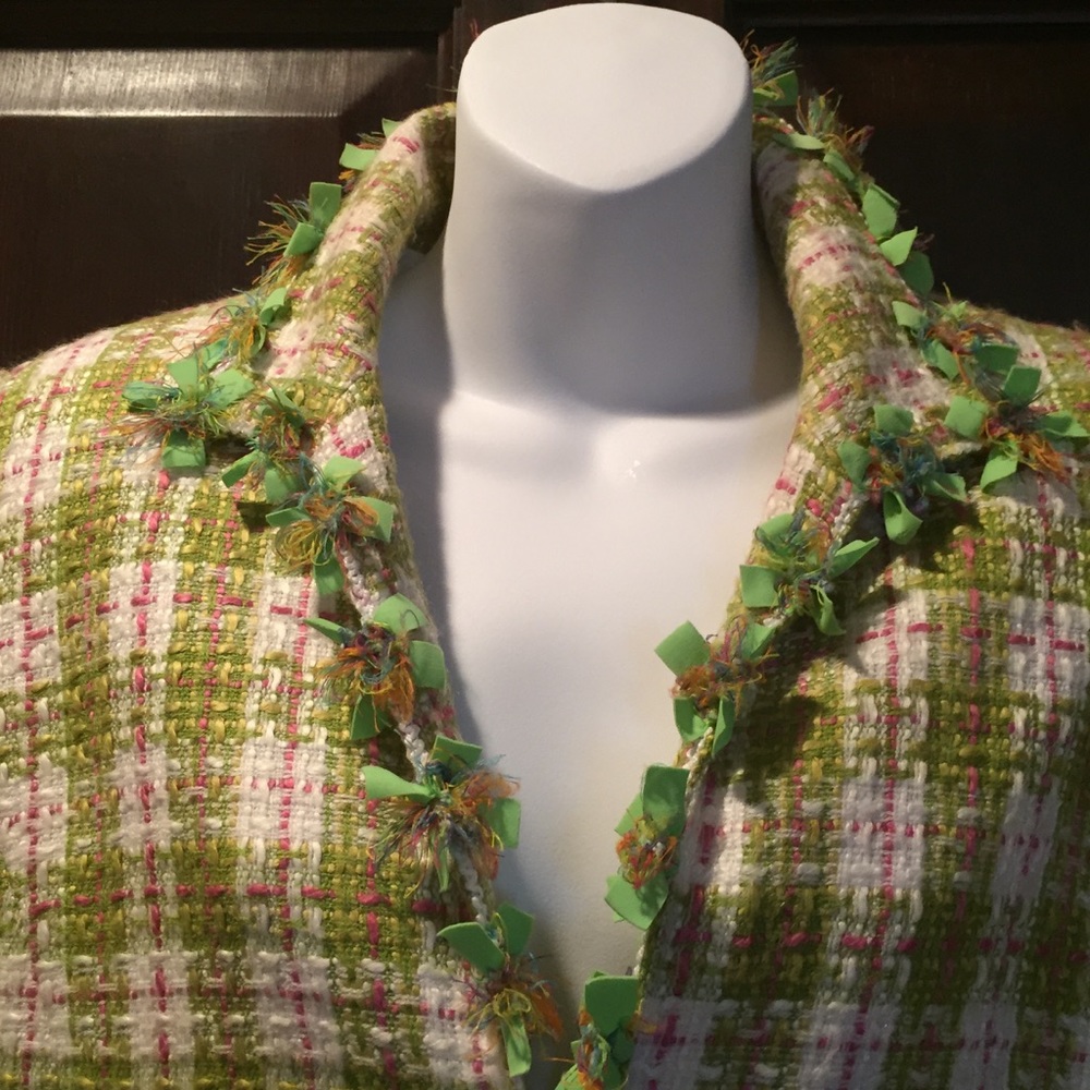 Anthracite Lime Tweed LS Jacket, lined, Sz 8