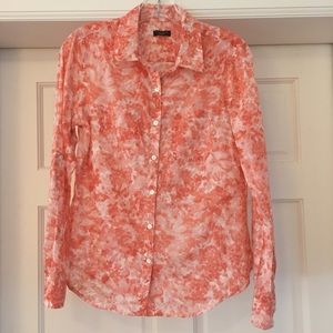 Peach and white print talbots button down