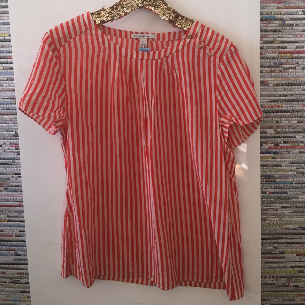 Silk Banana Republic Blouse with Gold Details