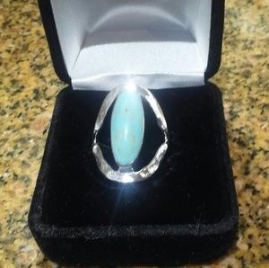 925 Sterling Silver stamped Turquoise Ring