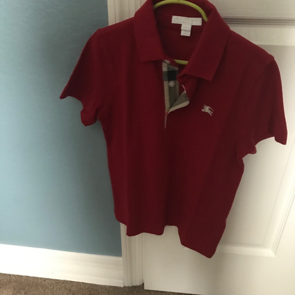 Boys Burberry red polo 8y