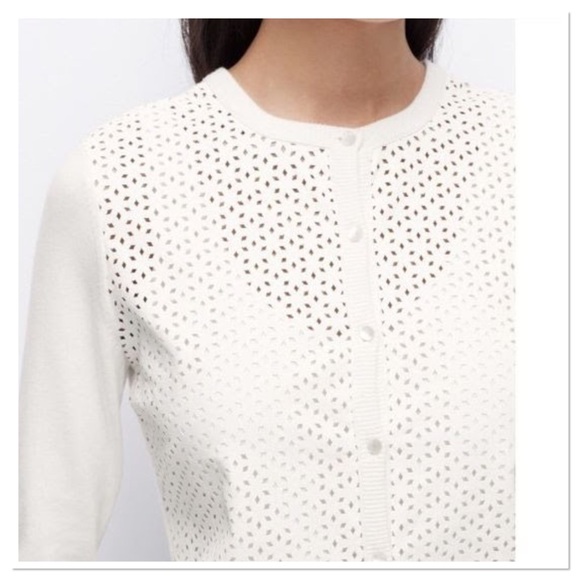 Ann Taylor Sweaters - Ann Taylor❤️ laser cut faux leather front Cardigan
