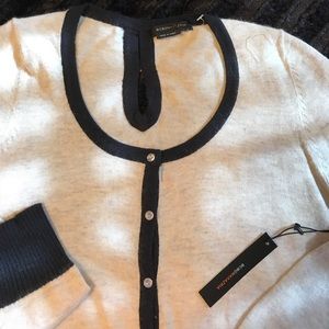 Bcbg max azria. Cream black trim angora sweater L