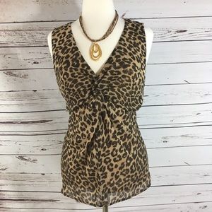 Ann Taylor Leopard V-neck Top  Sz 14 EUC