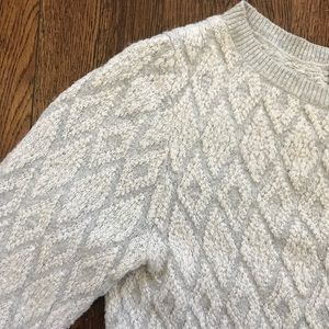 LOFT Gray and White Patterned Sweater