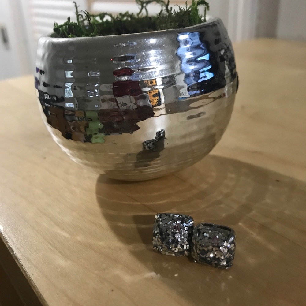 Kate Spade Medium Silver Glitter Studs