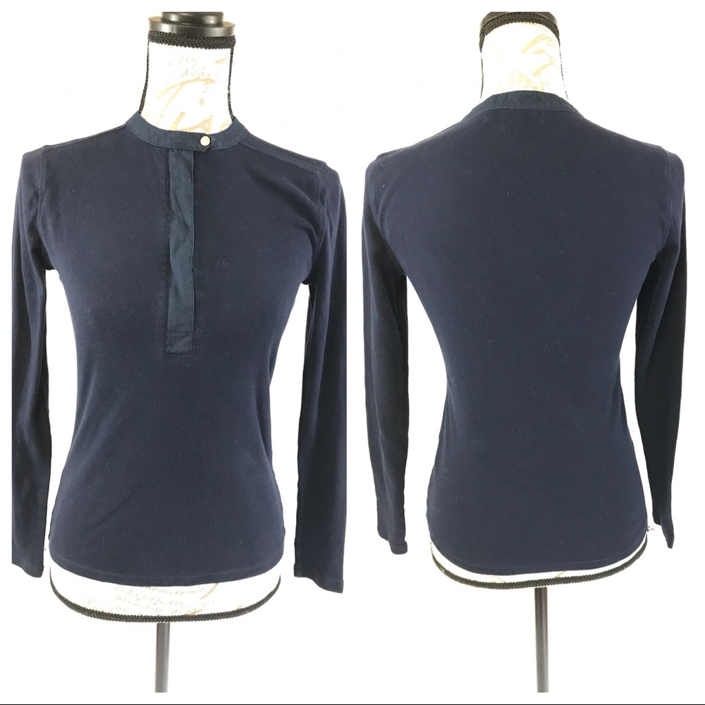 Ralph Lauren Navy Blue Long Sleeve Blouse Top