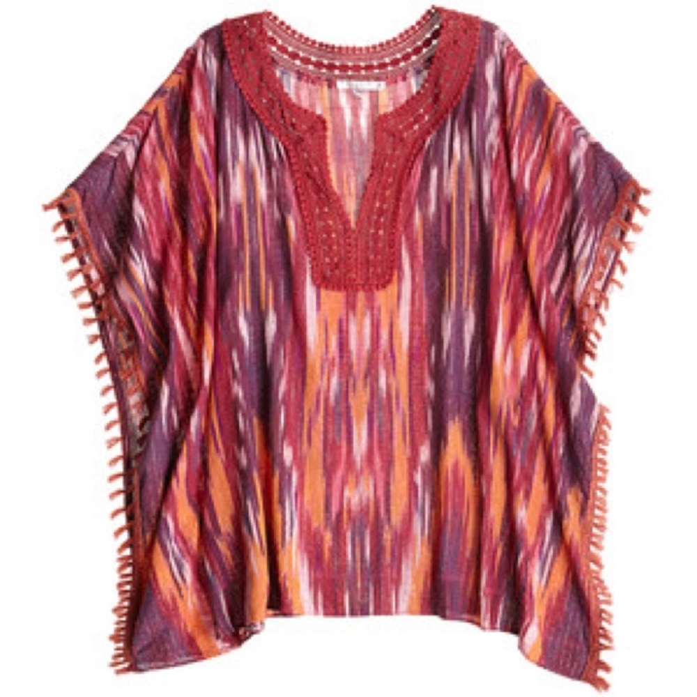 Calypso St Barth Magenta Ikat Poncho