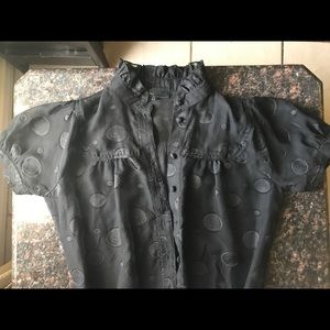Black, transparent, polk-a-dot blouse