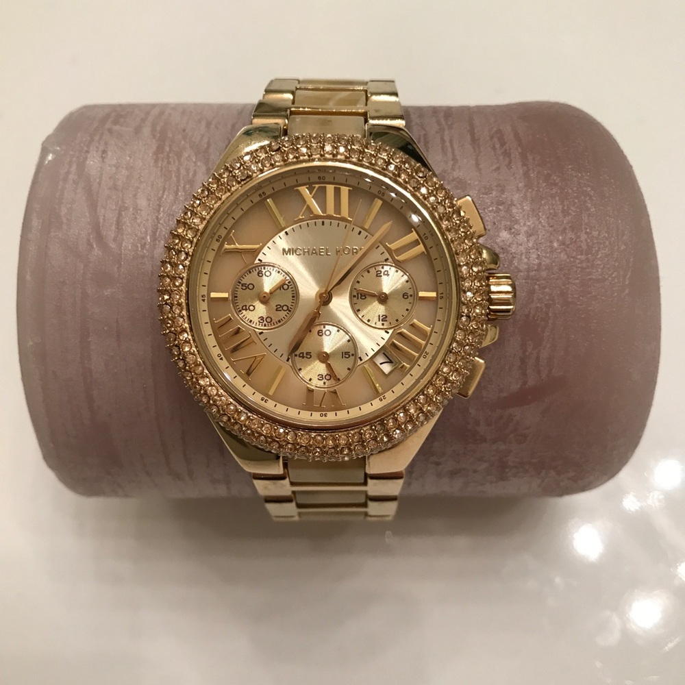 Michael Kors Goldtone Watch with Pave Crystals - Picture 1 of 8