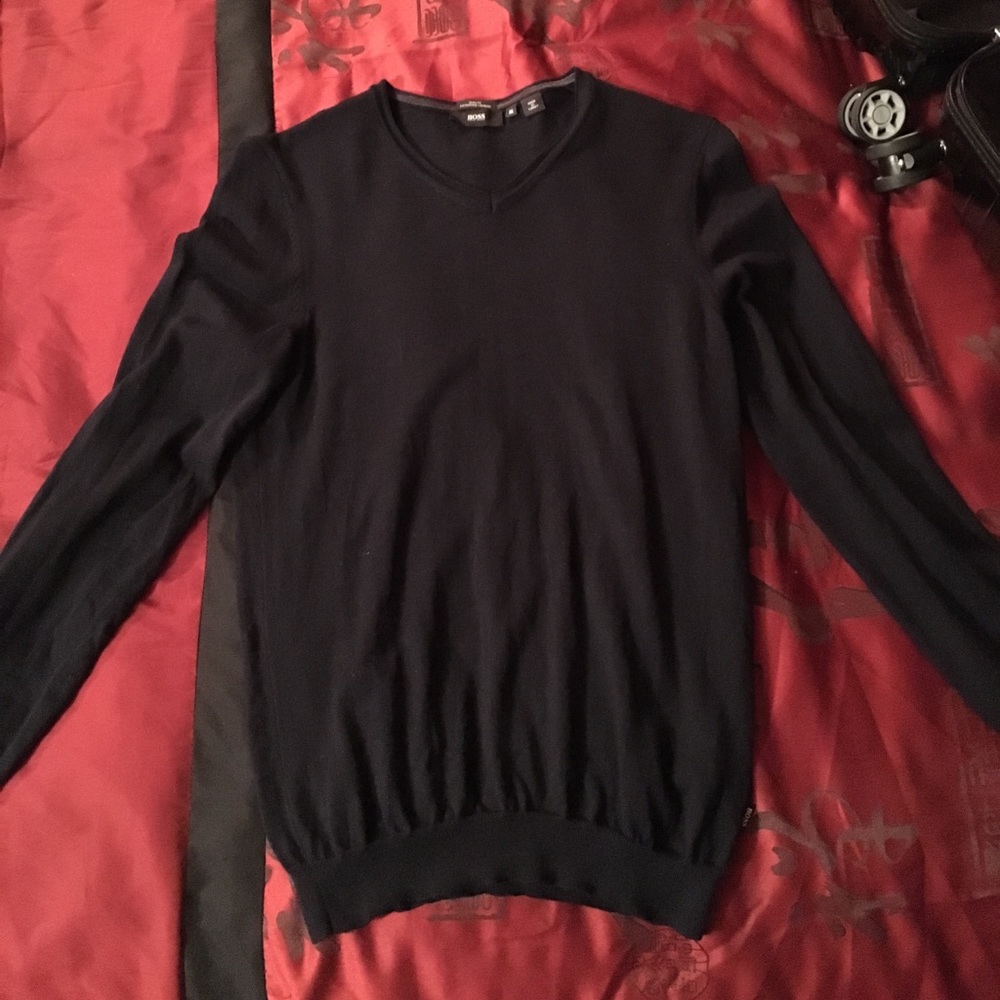 Hugo Boss Vneck Slim Navy Sweater