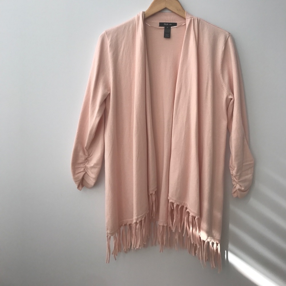 Style and Co Light Pink open front cardigan Size M