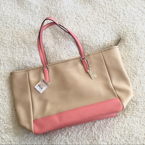 Coach, Bags, Coach Saffiano Leather Colorblock City Tote