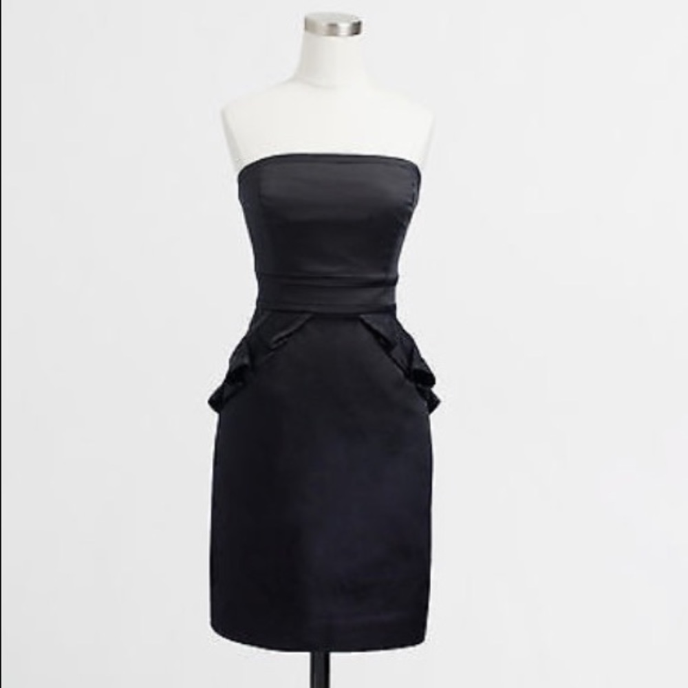 Jcrew black strapless cocktail dress