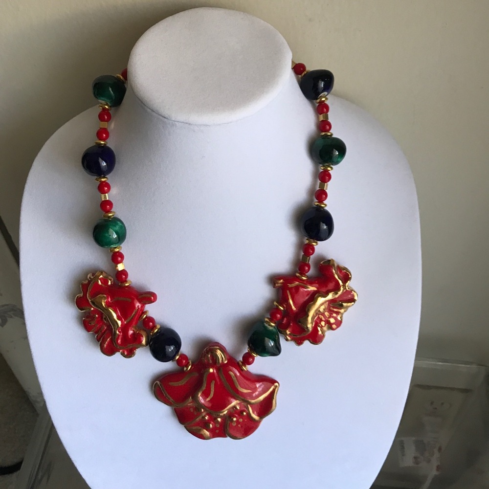 Vintage porcelain statement necklace