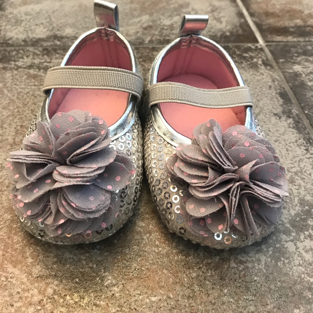 Silver baby girl shoes
