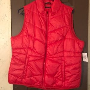 Red puff vest