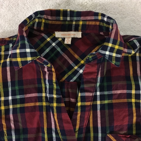 Skies Are Blue button collar long sleeve plaid top - Picture 3 of 8