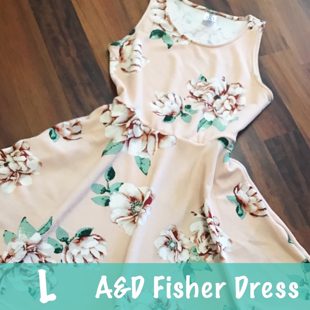 A&D large Fisher Dress, blush & mint FLORAL
