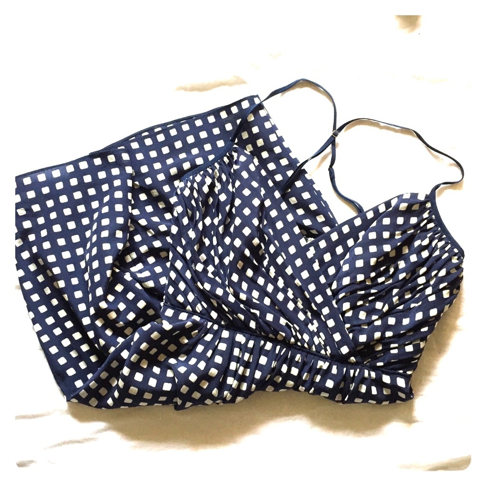 Shoshanna Navy Silk Squareprint Mia Dress