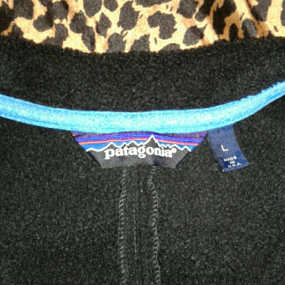 Black with blue trim Patagonia Fleece jacket