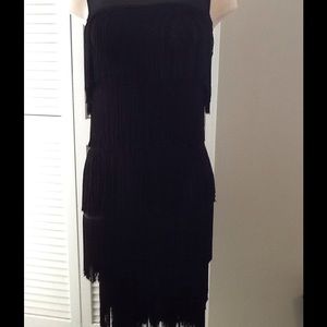 Black body contouring flapper dress, stretch knit Black body contouring flapper dress, stretch knit