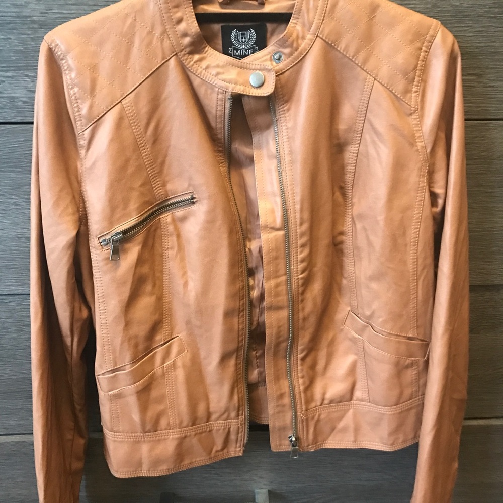 Gorgeous Tan Leather Biker Jacket