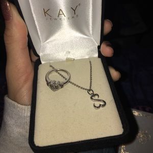 Kay's open heart necklace  & ring combo