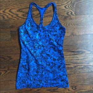 Nike Blue & Black Print Slim Fit Tank