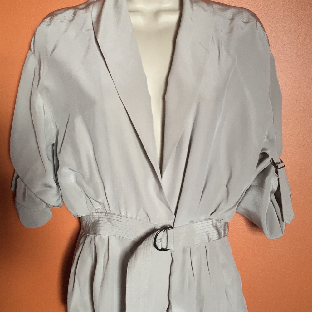 LEFT ON HOUSTON 100% silk tan jacket!CUTE! XS