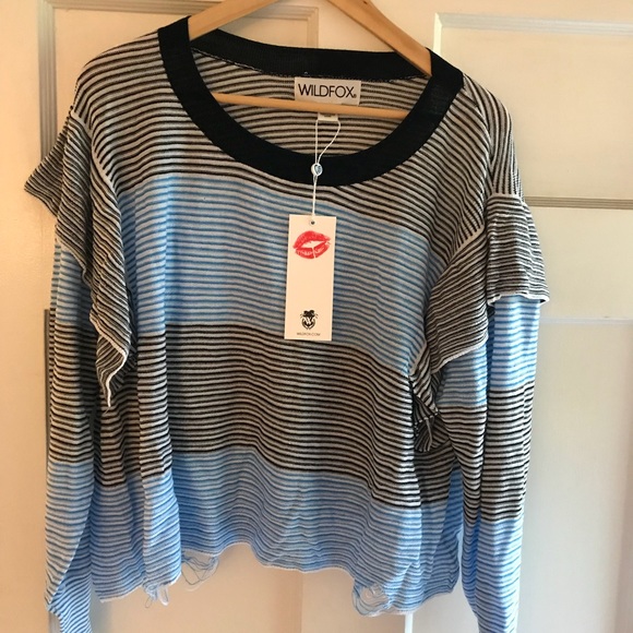 Wildfox black and white striped thin top size M - Picture 1 of 3