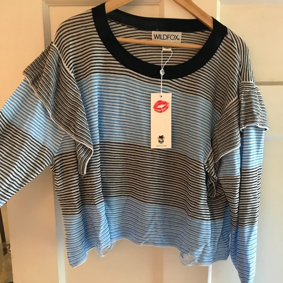 Wildfox black and white striped thin top size M - Picture 2 of 3