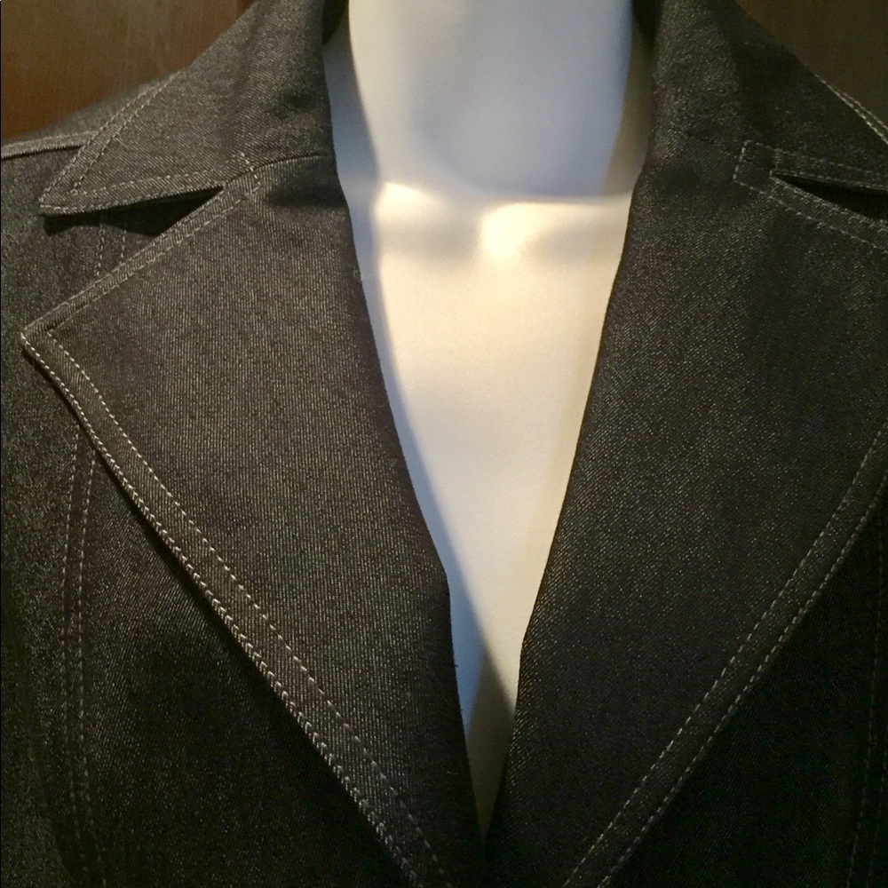 Bandolino Dark black Denim jacket LS lined Sz 8