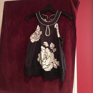 Black with white flower print shirt