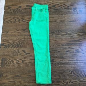 J.Crew green toothpick ankle jeans size 28