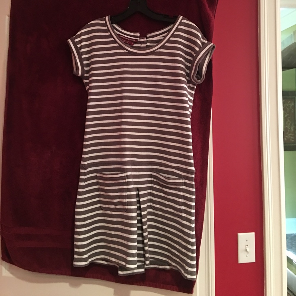 Grey and white stripe preppy dress