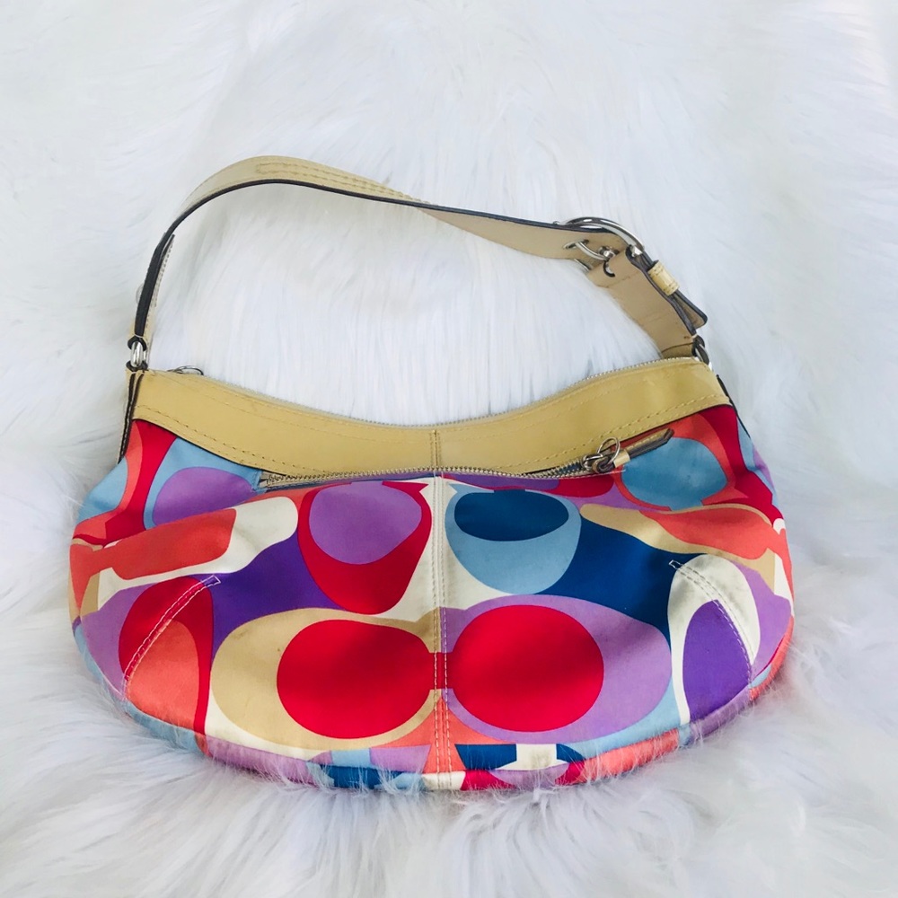 Coach Canvas Monogram and Patent Leather Hobo Bag - Picture 3 of 8