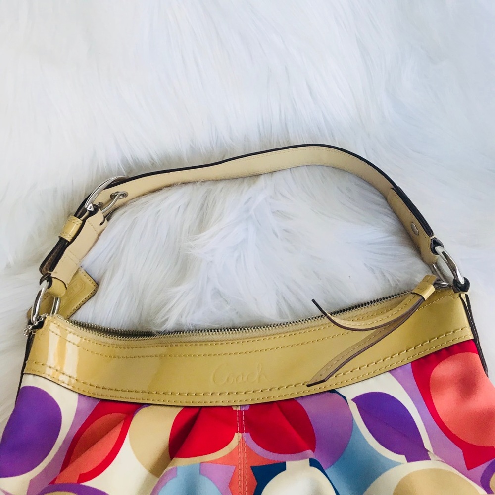 Coach Canvas Monogram and Patent Leather Hobo Bag - Picture 6 of 8
