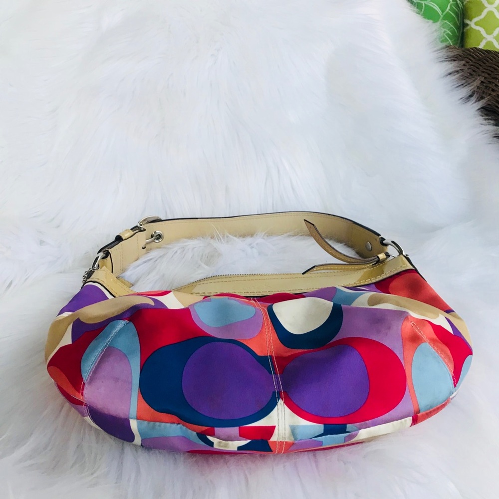 Coach Canvas Monogram and Patent Leather Hobo Bag - Picture 7 of 8