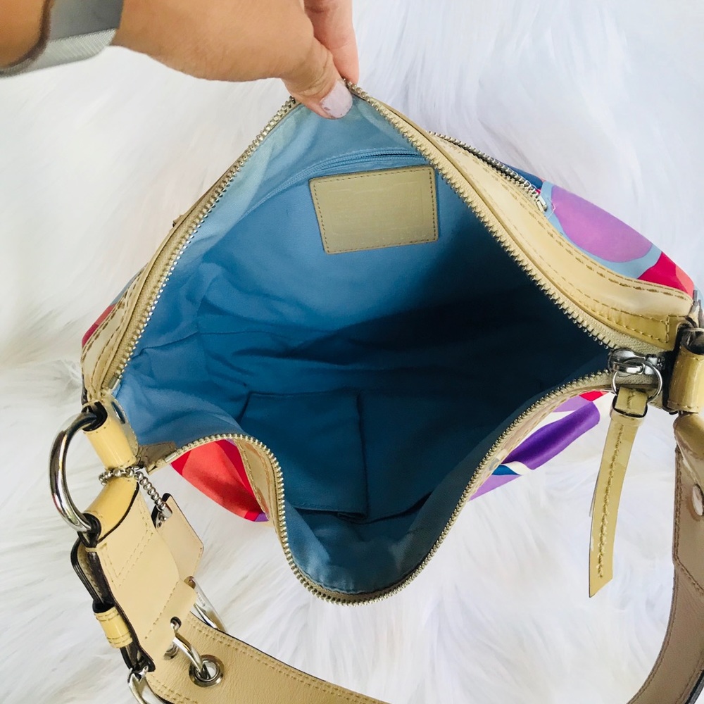 Coach Canvas Monogram and Patent Leather Hobo Bag - Picture 8 of 8