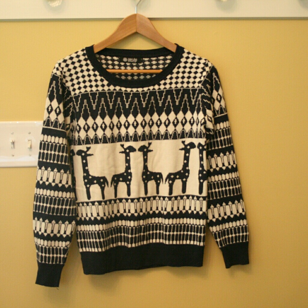 Navy and White Giraffe Sweater